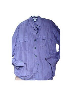 Vintage‎ Clio Women’s Button Up Padded Shoulder 100% Silk Blouse S